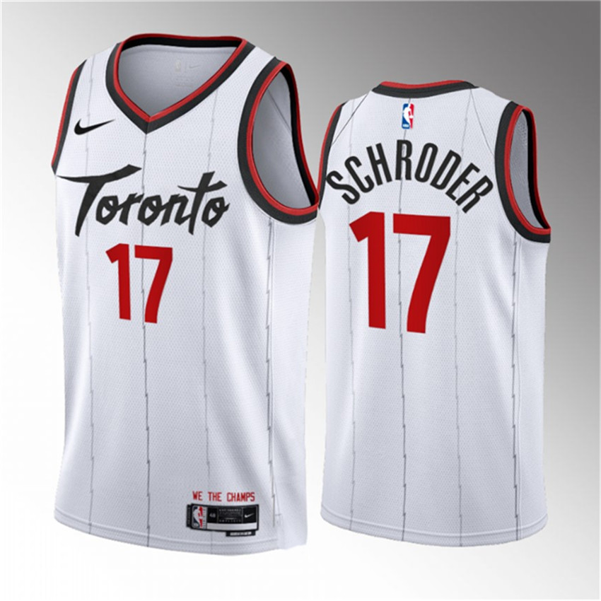 Men's White Toronto Raptors #17 Dennis Schroder 2023/24 Association Edition Stitched Basketball Jersey