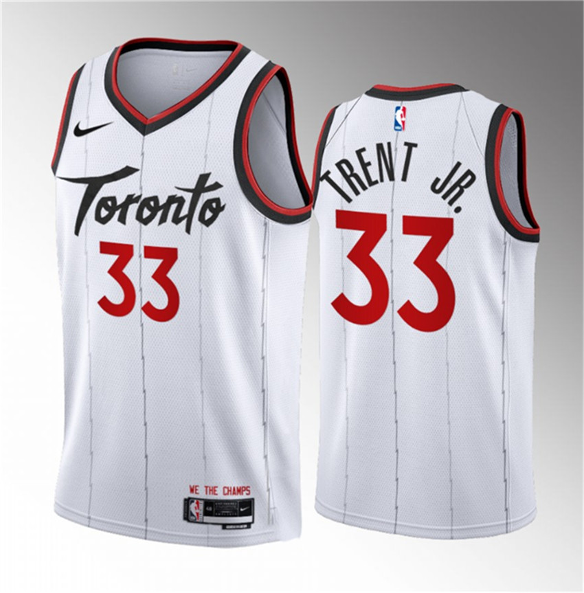 Men's White Toronto Raptors #33 Gary Trent Jr. 2023/24 Association Edition Stitched Basketball Jersey