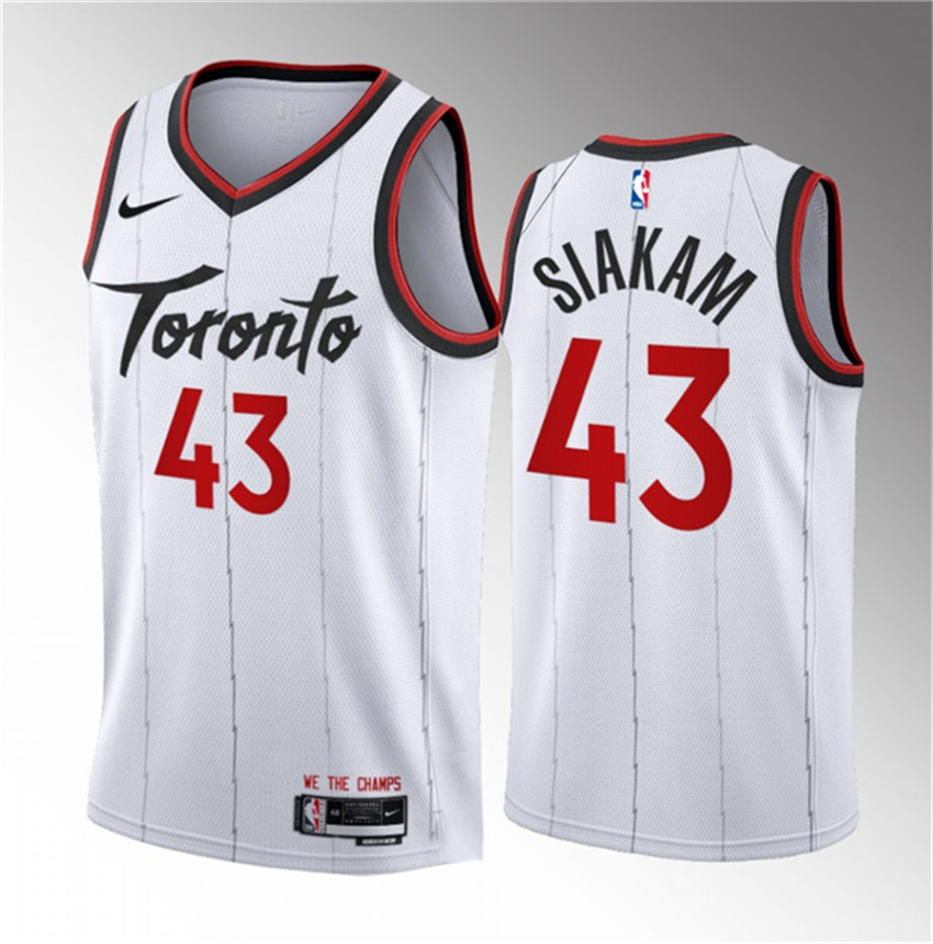 Men's White Toronto Raptors #43 Pascal Siakam 2023/24 Association Edition Stitched Basketball Jersey