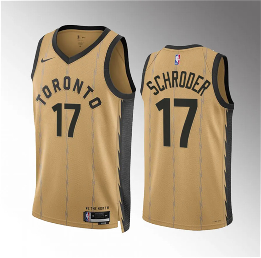 Men's Gold Toronto Raptors #17 Dennis Schroder 2023/24 City Edition Stitched Basketball Jersey