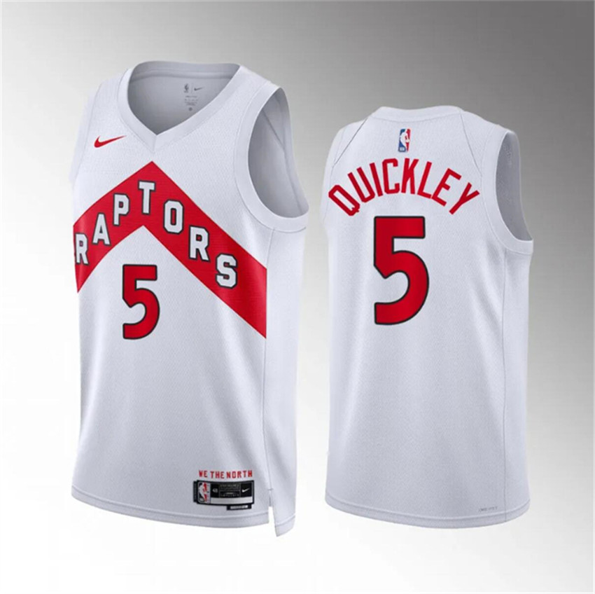 Men's White Toronto Raptors #5 Immanuel Quickley Association Edition Stitched Basketball Jersey