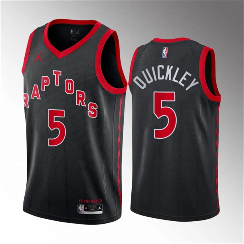 Men's Black Toronto Raptors #5 Immanuel Quickley Statement Edition Stitched Basketball Jersey