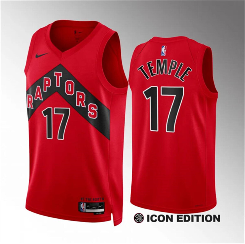 Men's Red Toronto Raptors #17 Garrett Temple Icon Edition Stitched Basketball Jersey