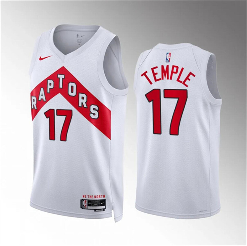 Men's White Toronto Raptors #17 Garrett Temple Association Edition Stitched Basketball Jersey