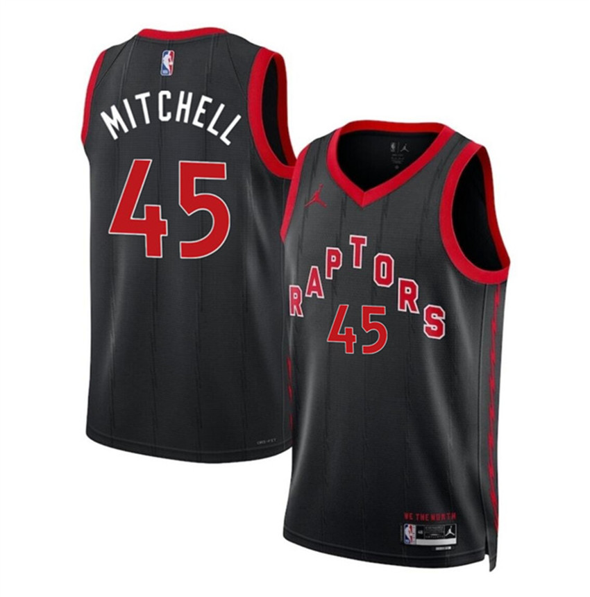 Men's Black Toronto Raptors #45 Davion Mitchell Statement Edition Stitched Basketball Jersey