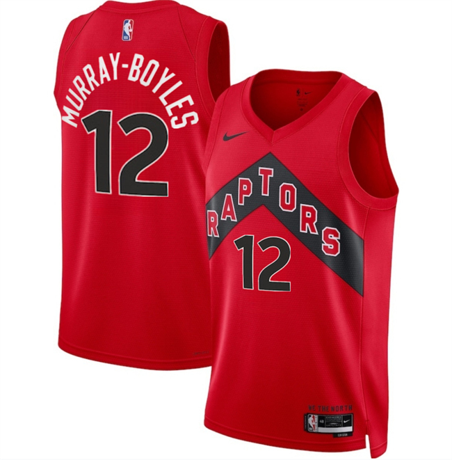 Men's Red Toronto Raptors #12 Collin Murray-Boyles 2025 Draft Icon Edition Stitched Basketball Jersey