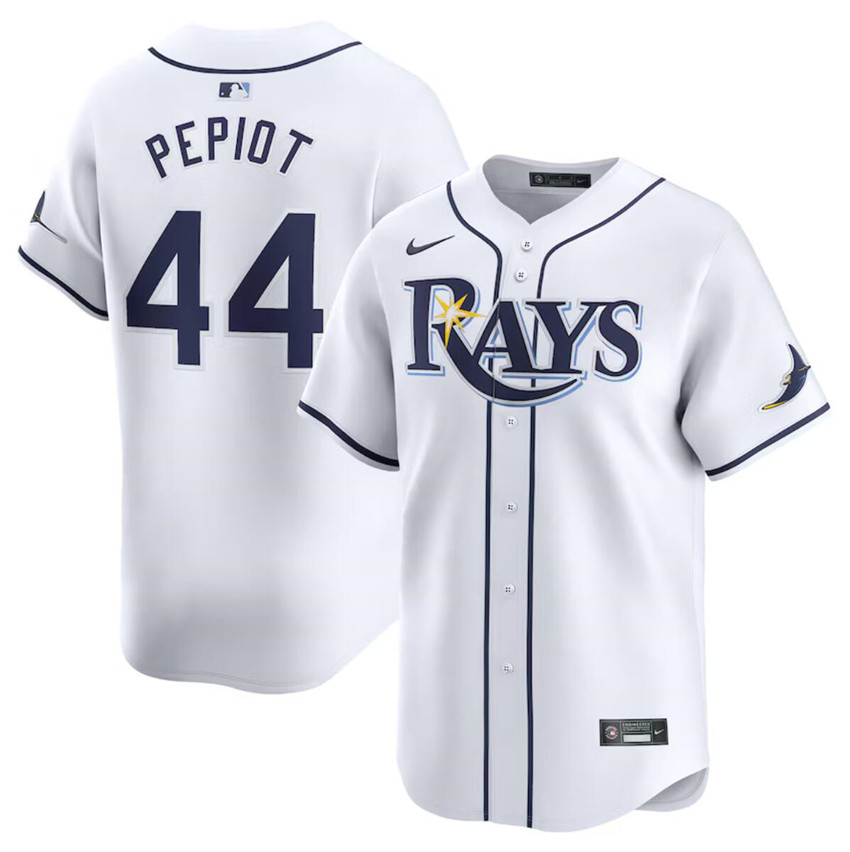 Men's White Tampa Bay Rays #44 Ryan Pepiot 2024 Away Limited Stitched Baseball Jersey