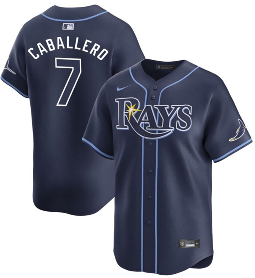 Men's Navy Tampa Bay Rays #7 José Caballero 2024 Away Limited Stitched Baseball Jersey