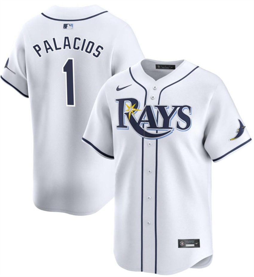 Men's White Tampa Bay Rays #1 Richie Palacios Home Limited Stitched Baseball Jersey