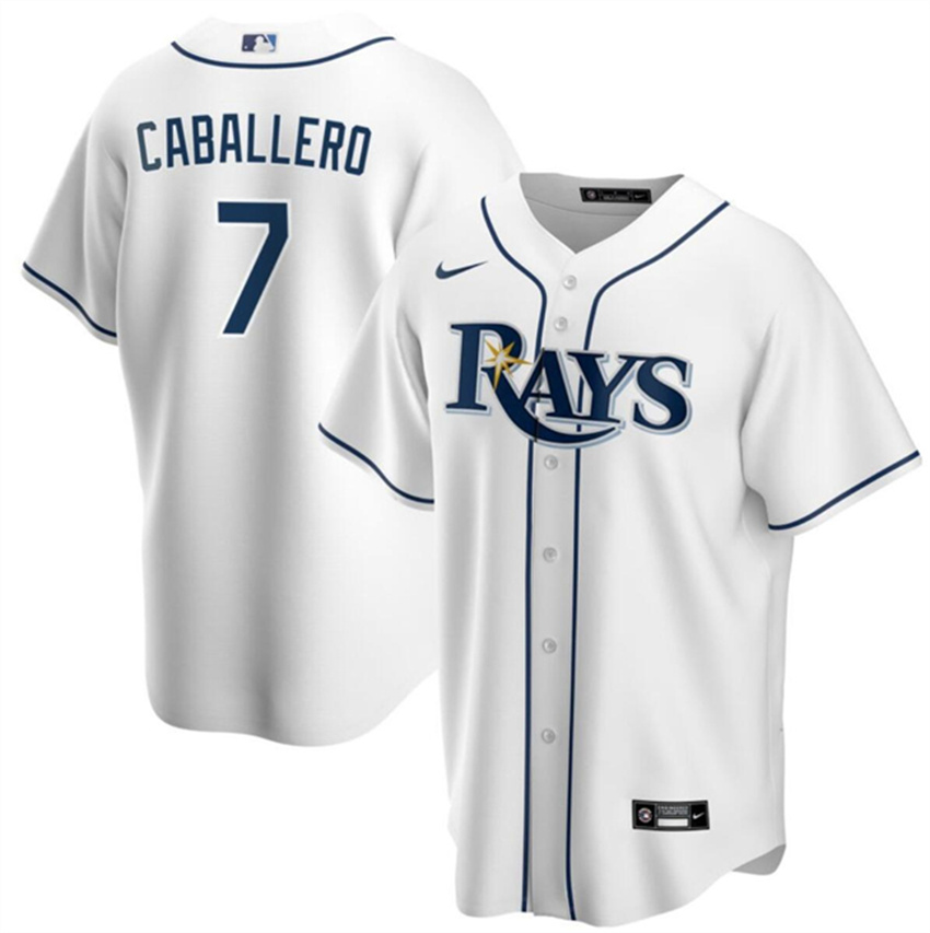 Men's White Tampa Bay Rays #7 Jose Caballero Cool Base Stitched Baseball Jersey