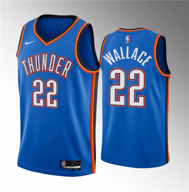 Men's Blue Oklahoma City Thunder #22 Cason Wallace 2023 Draft Icon Edition Stitched Basketball Jersey