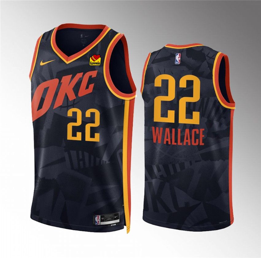 Men's Black Oklahoma City Thunder #22 Cason Wallace 2023/24 City Edition Stitched Basketball Jersey