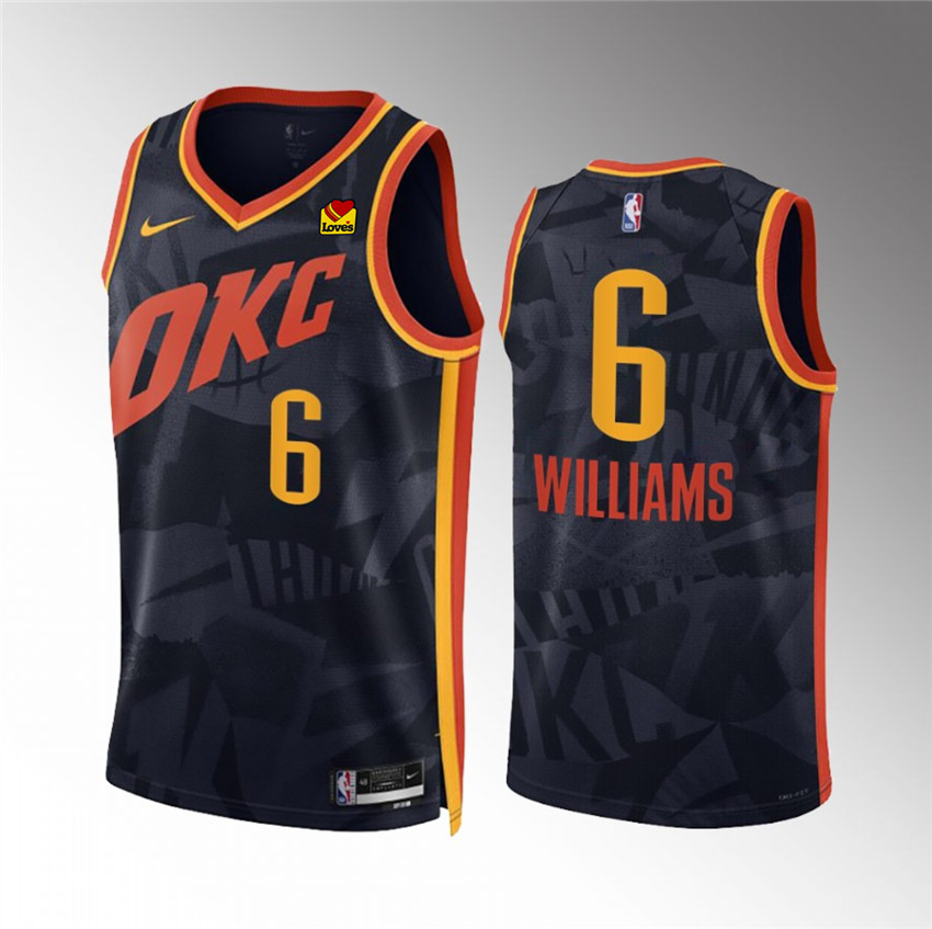Men's Black Oklahoma City Thunder #6 Jaylin Williams 2023/24 City Edition Stitched Basketball Jersey