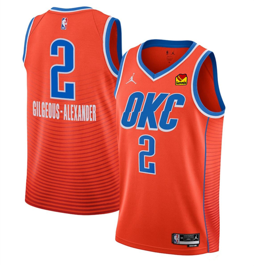 Men's Orange Oklahoma City Thunder #2 Shai Gilgeous-Alexander Statement Edition Stitched Basketball Jersey