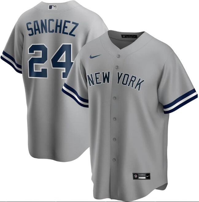 Men's New York Yankees Grey #24 Gary Sánchez Cool Base Stitched MLB Jersey