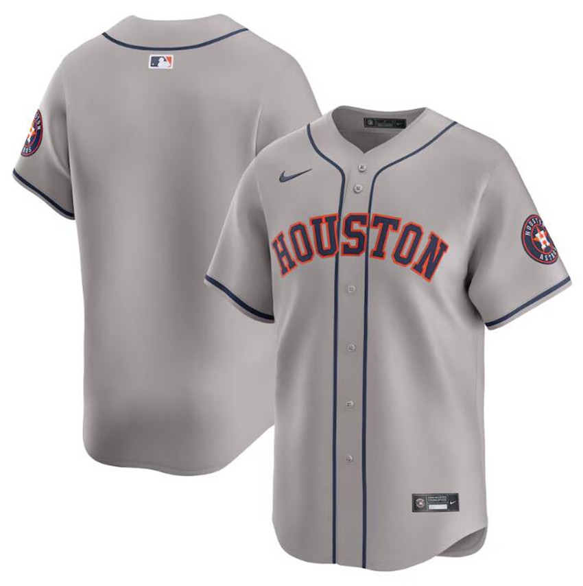 Men's Grey Houston Astros Blank 2024 Away Limited Stitched Baseball Jersey