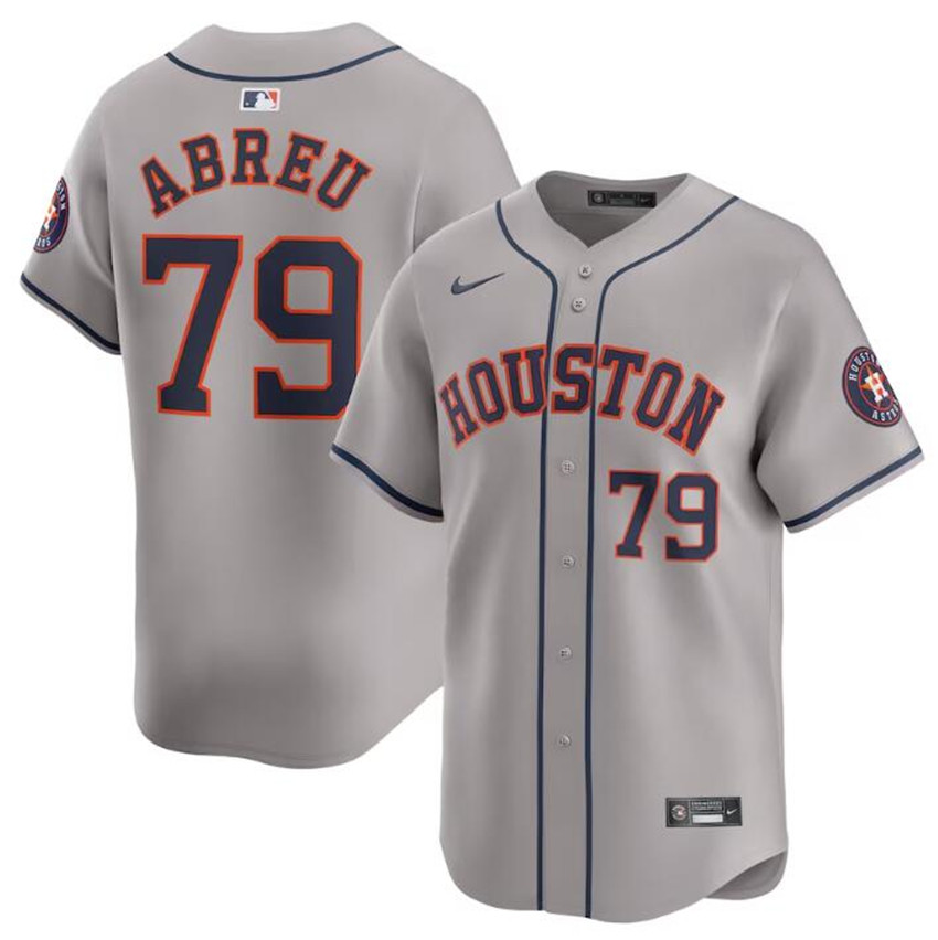 Men's Grey Houston Astros #79 Jose Abreu 2024 Away Limited Stitched Baseball Jersey