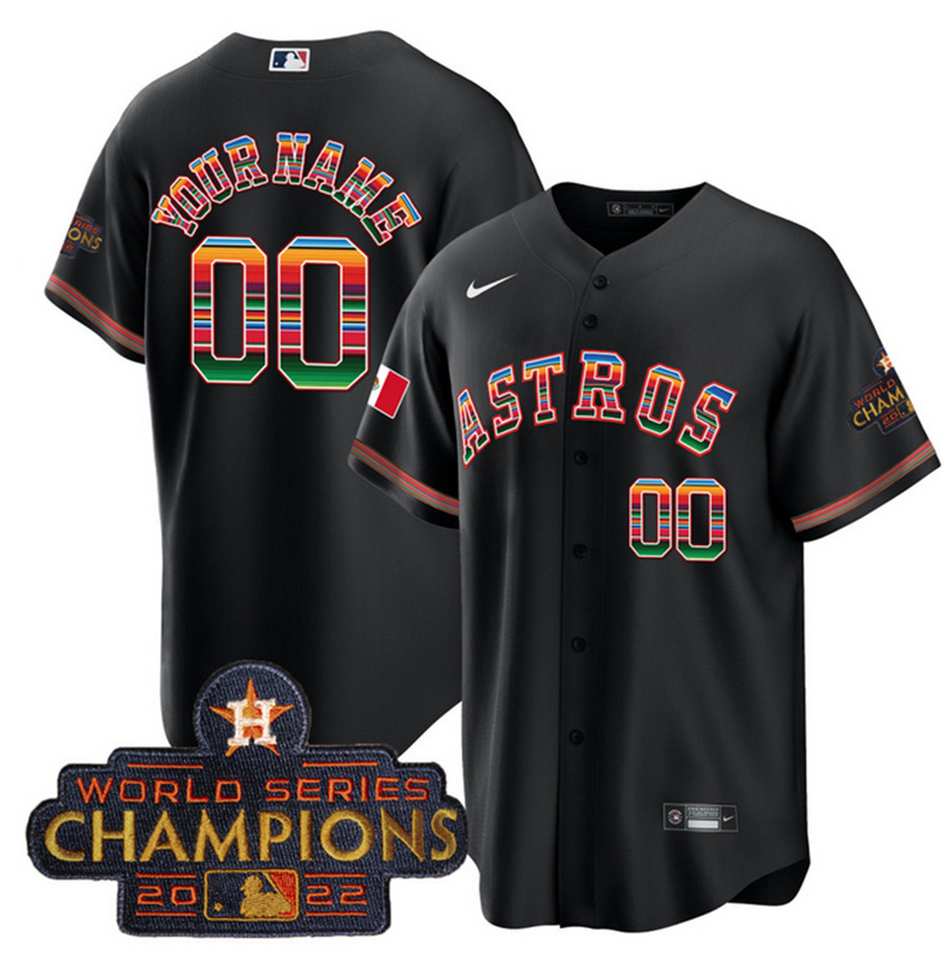 Men's Black Houston Astros Active Player Custom Mexico With World Serise Champions Patch Cool Base Stitched Baseball Jersey