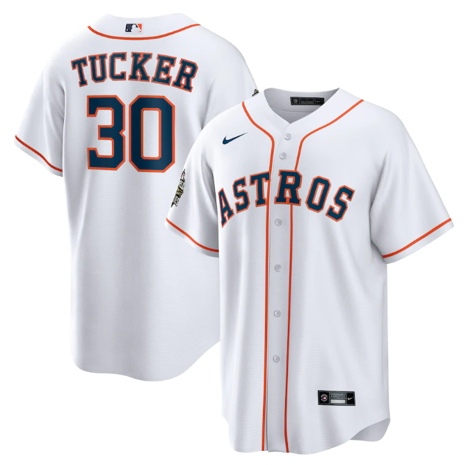 Men's White Houston Astros #30 Kyle Tucker 2022 World Series Home Stitched Baseball Jersey