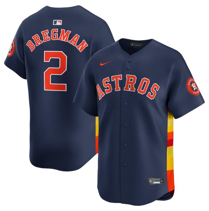 Men's Navy Houston Astros #2 Alex Bregman 2024 Alternate Limited Stitched Baseball Jersey