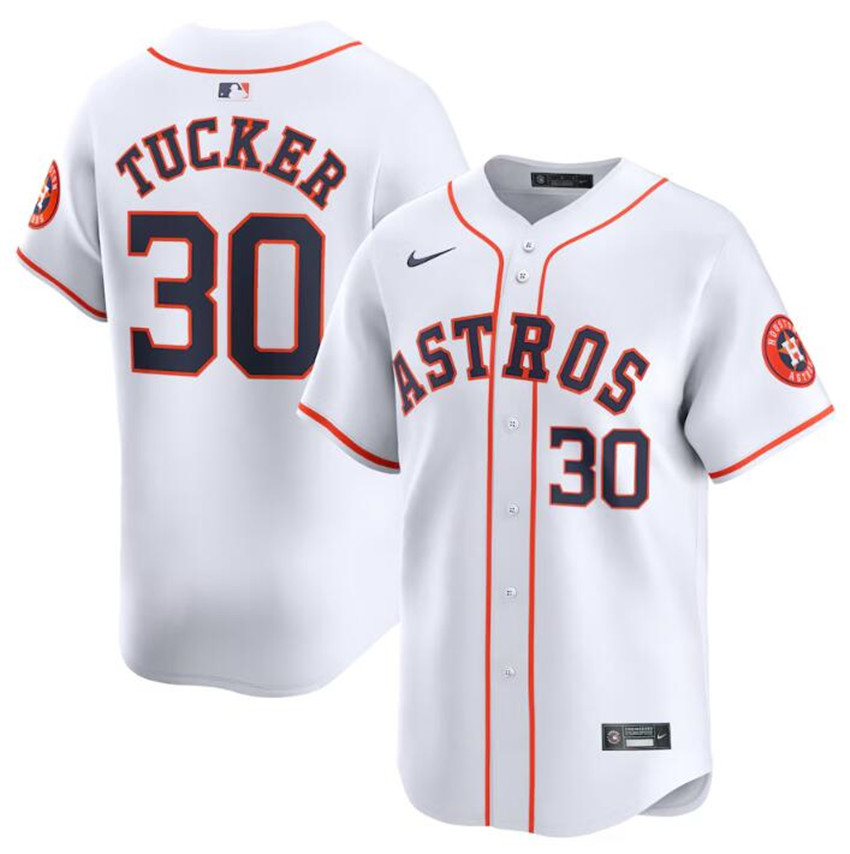 Men's White Houston Astros #30 Kyle Tucker 2024 Home Limited Stitched Baseball Jersey