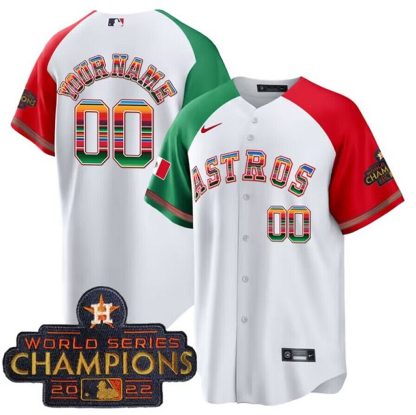 Men's White Houston Astros Active Player Custom Mexico With World Serise Champions Patch Cool Base Stitched Baseball Jersey