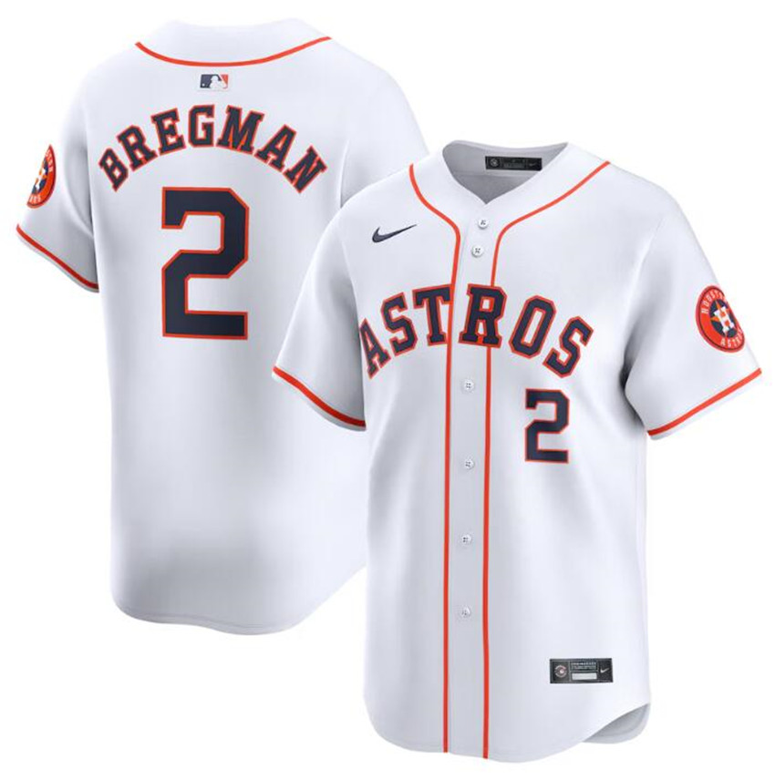 Men's White Houston Astros #2 Alex Bregman 2024 Home Limited Stitched Baseball Jersey