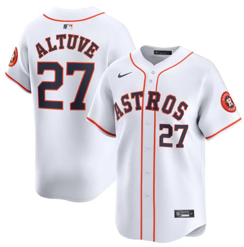 Men's White Houston Astros #27 Jose Altuve 2024 Home Limited Stitched Baseball Jersey
