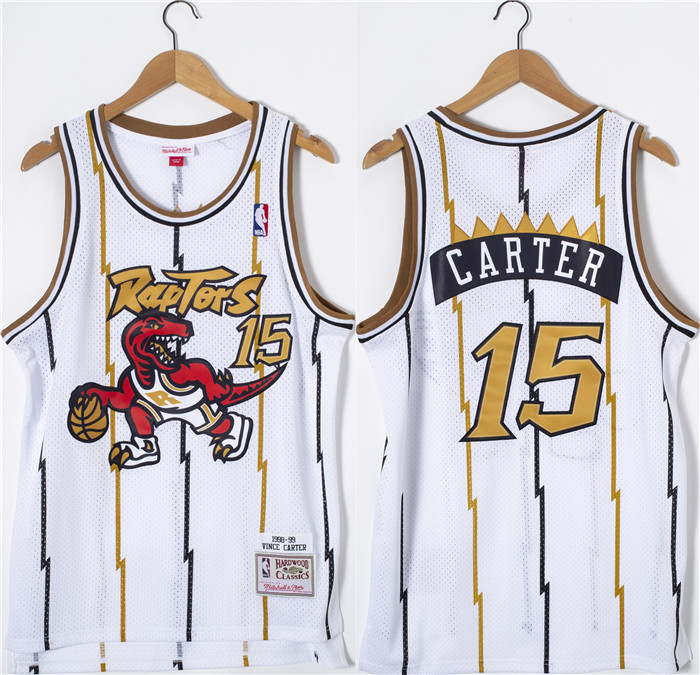 Men's White Toronto Raptors #15 Vince Carter Throwback Stitched Jersey
