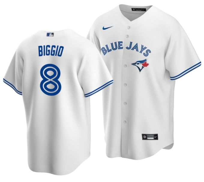 Men's White Toronto Blue Jays #8 Cavan Biggio Cool Base Stitched Jersey