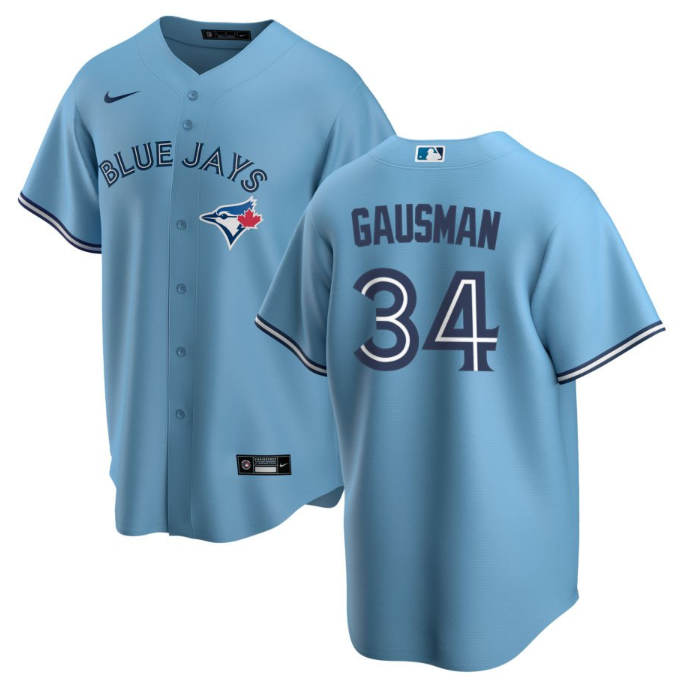 Men's Light Blue Toronto Blue Jays #34 Kevin Gausman Cool Base Stitched Jersey
