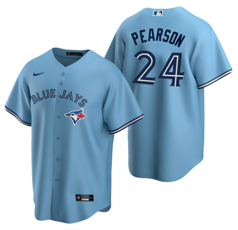 Men's Light Blue Toronto Blue Jays #24 Nate Pearson Cool Base Stitched Jersey