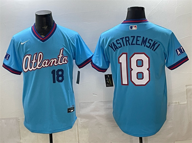Men's Blue Atlanta Braves #18 Mike Yastrzemski 2026 City Connect Stadium Stitched Baseball Jersey