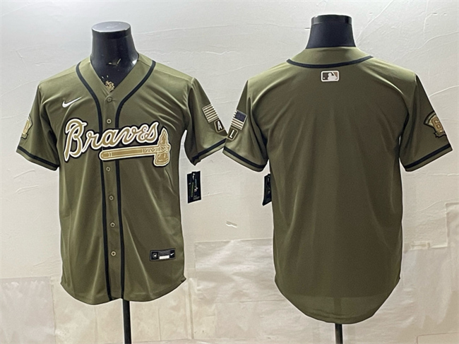 Men's Olive Atlanta Braves Blank 2026 Armed Forces Day Stitched Baseball Jersey