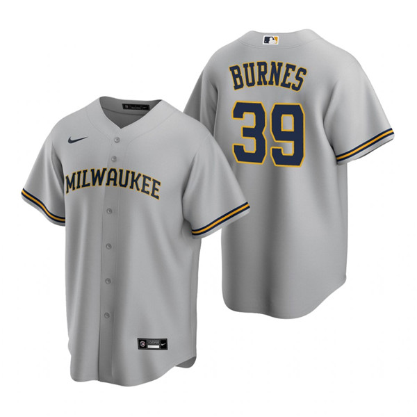 Men's Grey Milwaukee Brewers #39 Corbin Burnes Cool Base Stitched Jersey