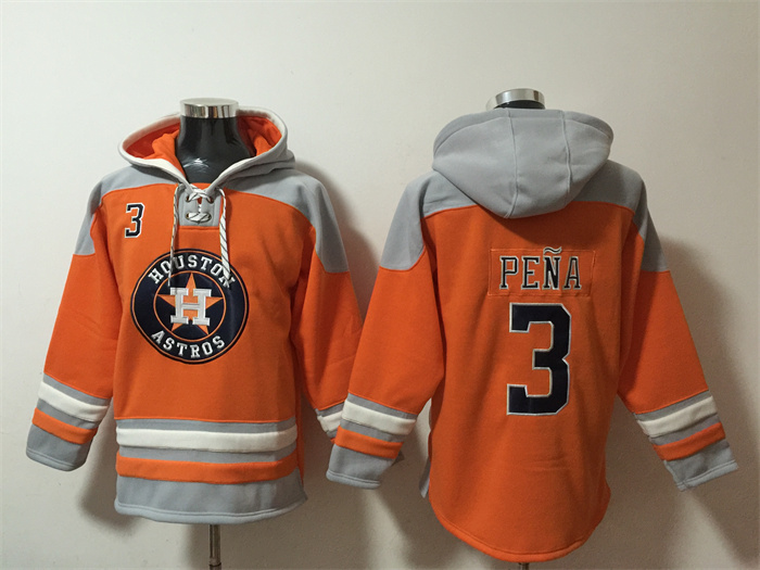Men's Orange Houston Astros #3 Jeremy Peña Ageless Must-Have Lace-Up Pullover Hoodie