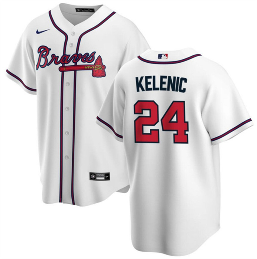 Men's White Atlanta Braves #24 Jarred Kelenic Cool Base Stitched Baseball Jersey