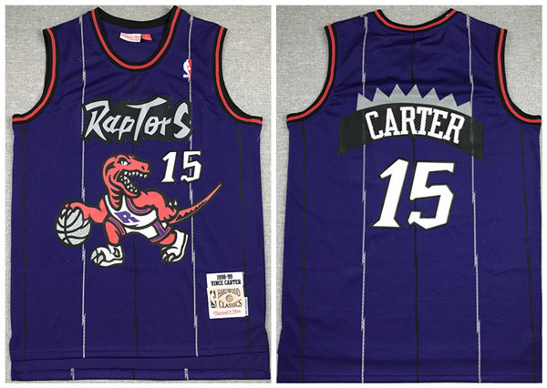 Men's Toronto Raptors Purple #15 Vince Carter Throwback Stitched Jersey