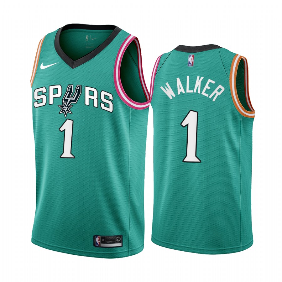 Men's Teal San Antonio Spurs #1 Lonnie Walker 2022-23 City Edition Stitched Jersey