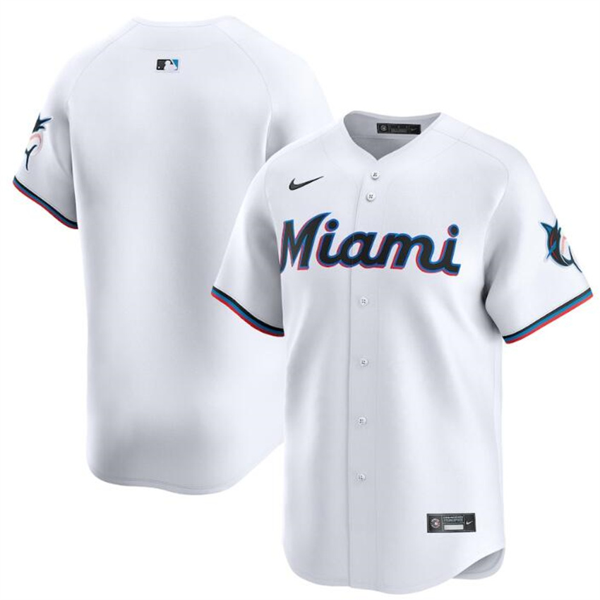 Men's White Miami Marlins Blank 2024 Home Limited Stitched Baseball Jersey