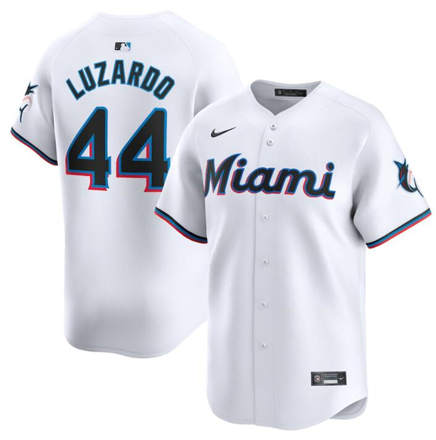 Men's White Miami Marlins #44 Jesus Luzardo 2024 Home Limited Stitched Baseball Jersey