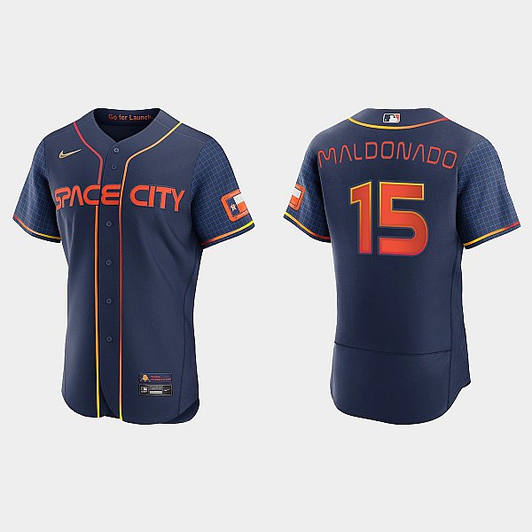 Men's Navy Houston Astros #15 Martin Maldonado 2022 City Connect Flex Base Stitched Baseball Jersey