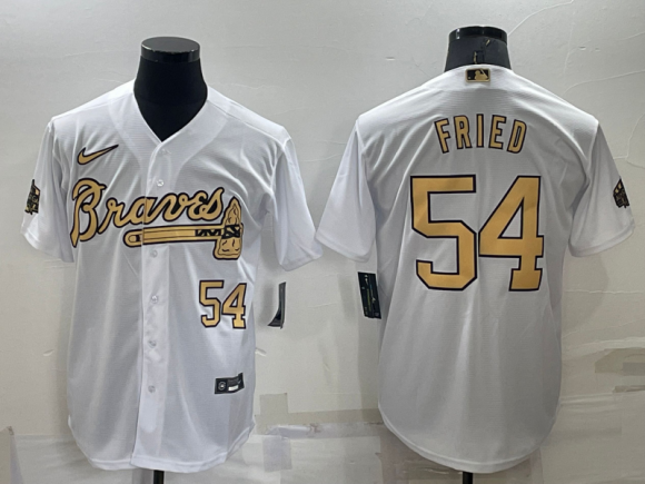 Men's White Atlanta Braves #54 Max Fried 2022 All-Star Cool Base Stitched Baseball Jersey