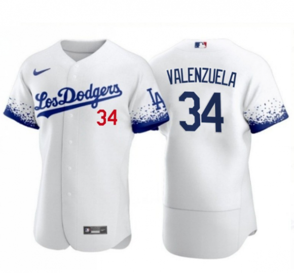 Toddlers White Los Angeles Dodgers #34 Toro Valenzuela 2021 City Connect Flex Base Stitched Baseball Jersey