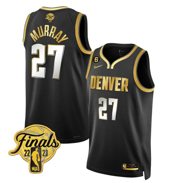 Men's Black Gold Denver Nuggets Active Player Custtom Edition 2023 Finals Collection With NO.6 Patch Stitched Basketball Jersey