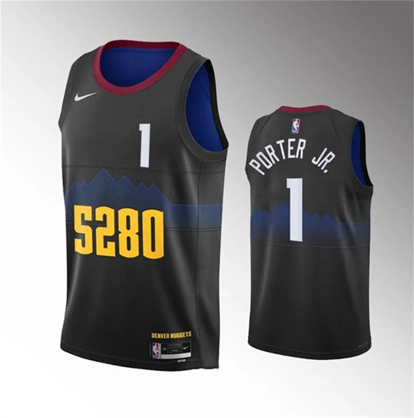 Men's Black Denver Nuggets #1 Michael Porter Jr. City Edition Stitched Jersey