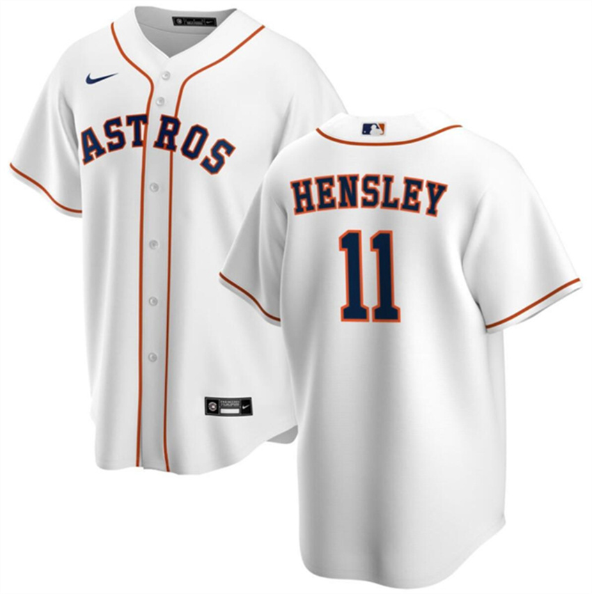 Men's White Houston Astros #11 David Hensley Cool Base Stitched Baseball Jersey