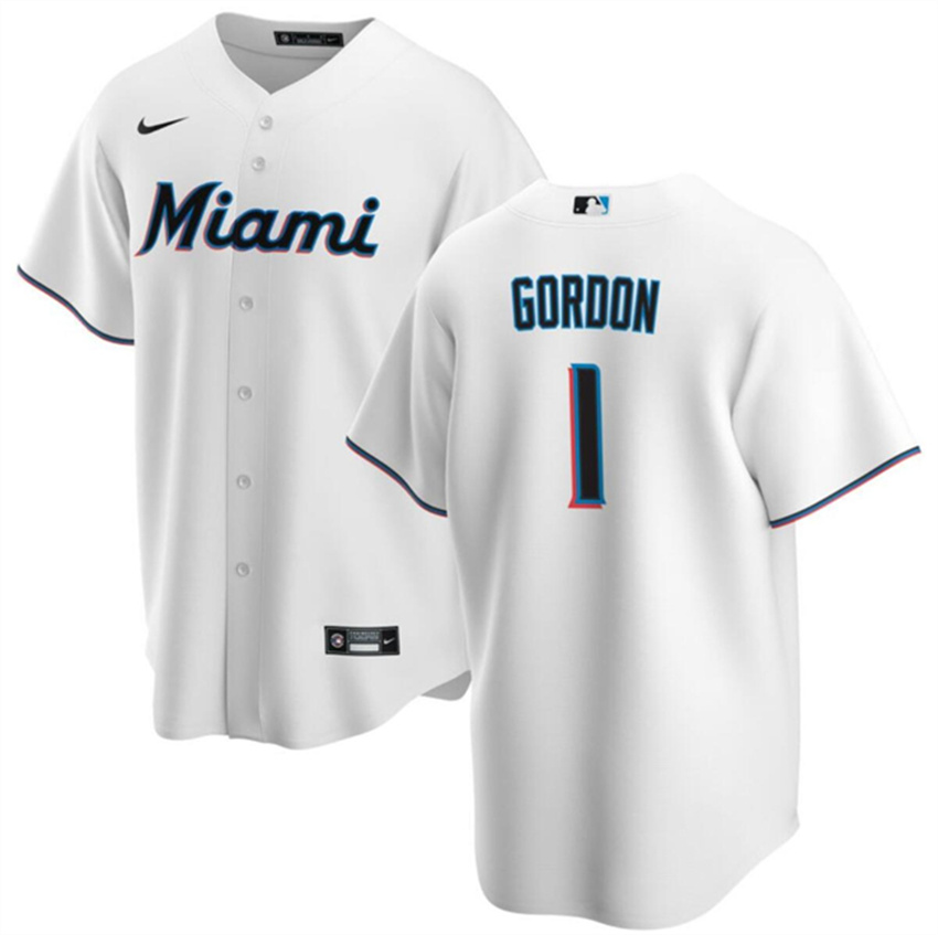 Men's White Miami Marlins #1 Nick Gordon Cool Base Stitched Baseball Jersey