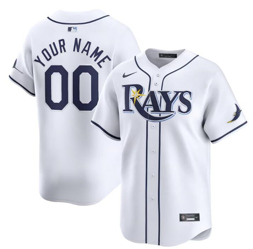 Men's White Tampa Bay Rays Active Player Custom Home Limited Stitched Baseball Jersey