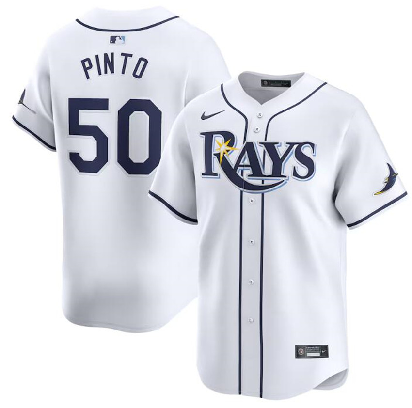 Men's White Tampa Bay Rays #50 Rene Pinto Home Limited Stitched Baseball Jersey